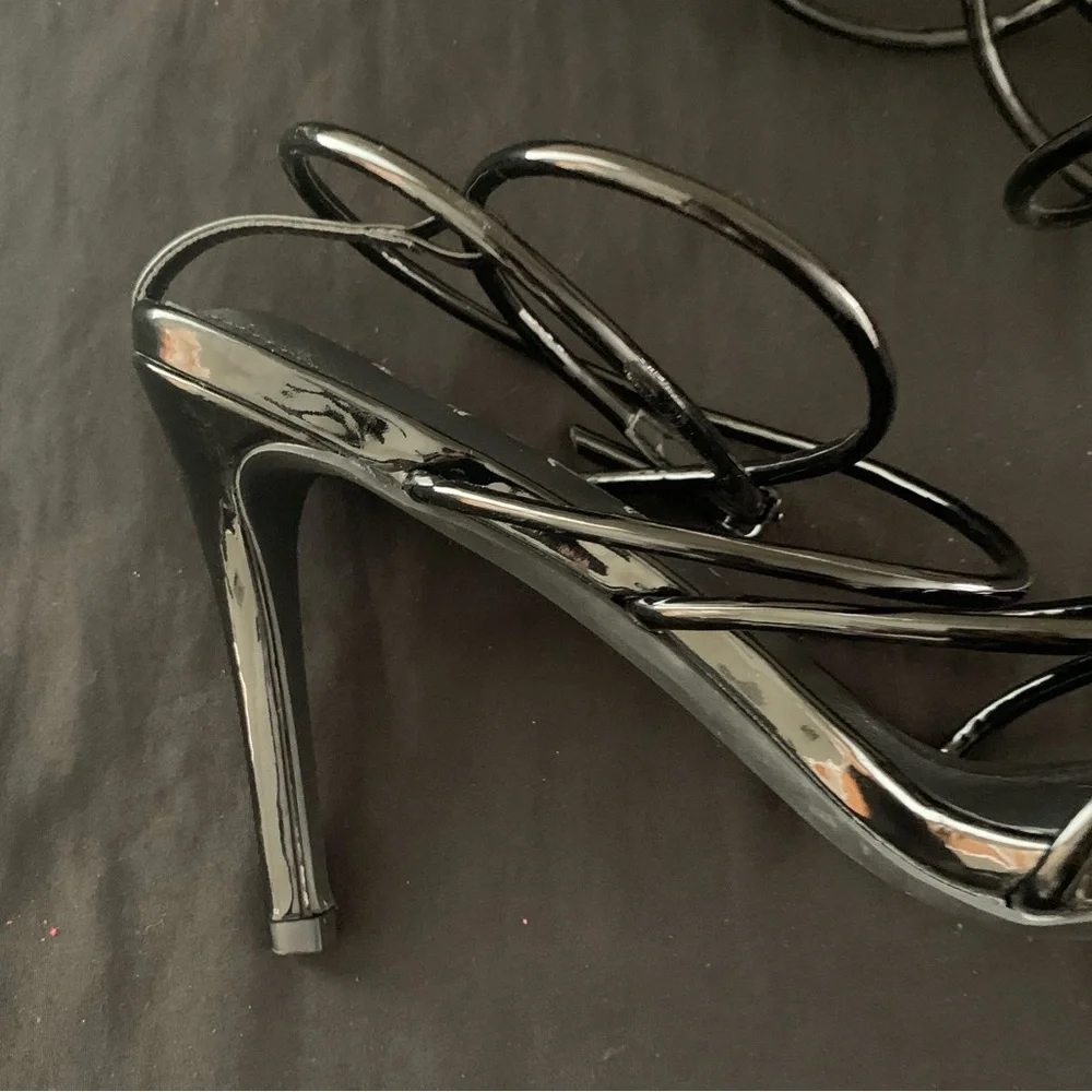 Strappy point toe heels